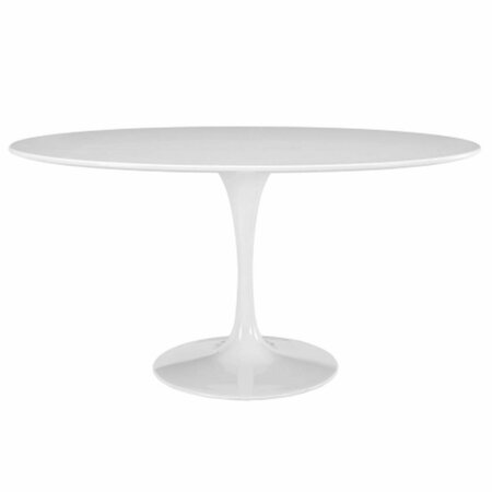 EAST END IMPORTS Lippa 60 in. Oval-Shaped Wood Top Dining Table, White EEI-1121-WHI